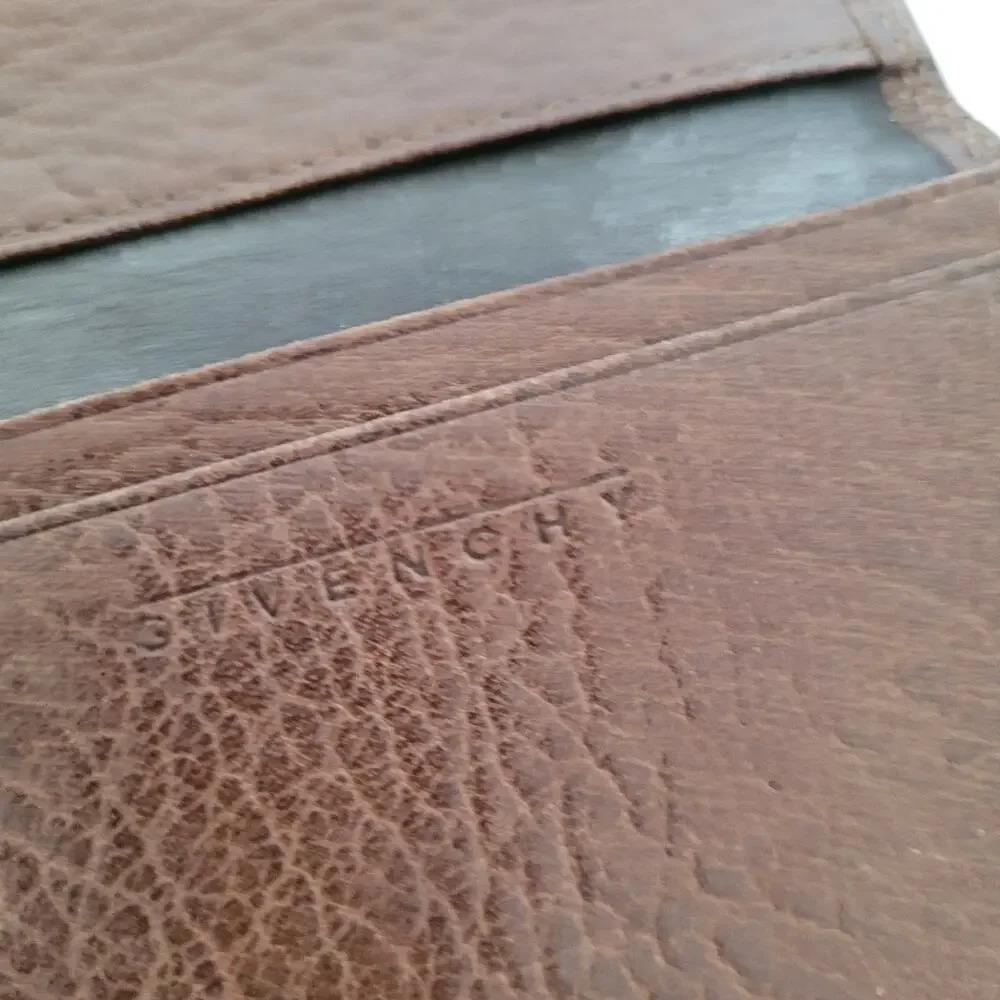 Givenchy Men's Card Holder Wallet Bifold Leather Small Compact Brown Retro